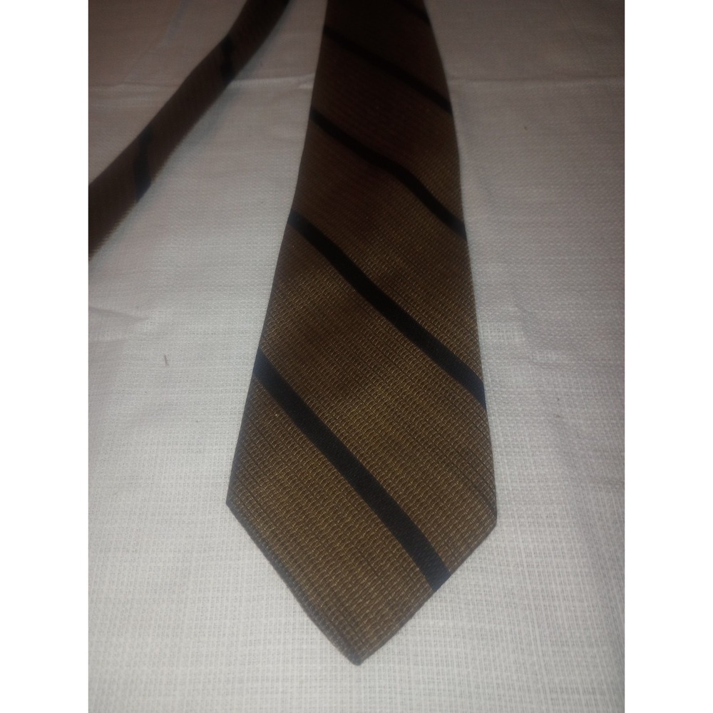 Mark Pendleton Italy Silk Brown Black Striped Neck Tie - Picture 3 of 4